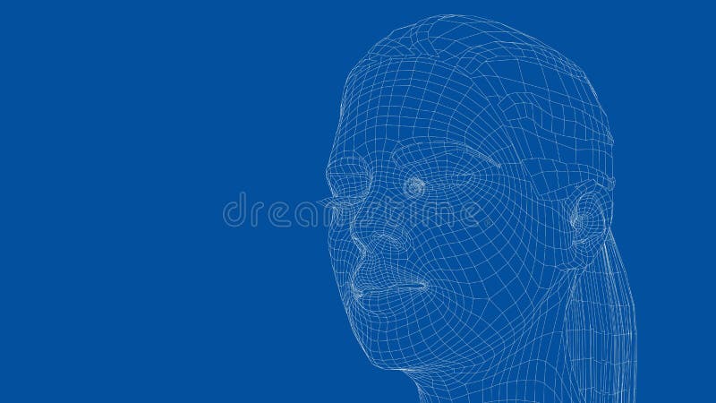 Ritratti wireframe di una giovane bellissima ragazza illustrazione vettoriale