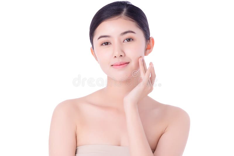 Ritratto, bella ragazza asiatica, pulisce il concetto di pelle nuda La bellezza asiatica si scontra con la nudità e il benessere immagini stock libere da diritti Ritratto, bella ragazza asiatica, pulisce il concetto di pelle nuda La bellezza asiatica si scontra con la nudità e il benessere immagini stock libere da diritti