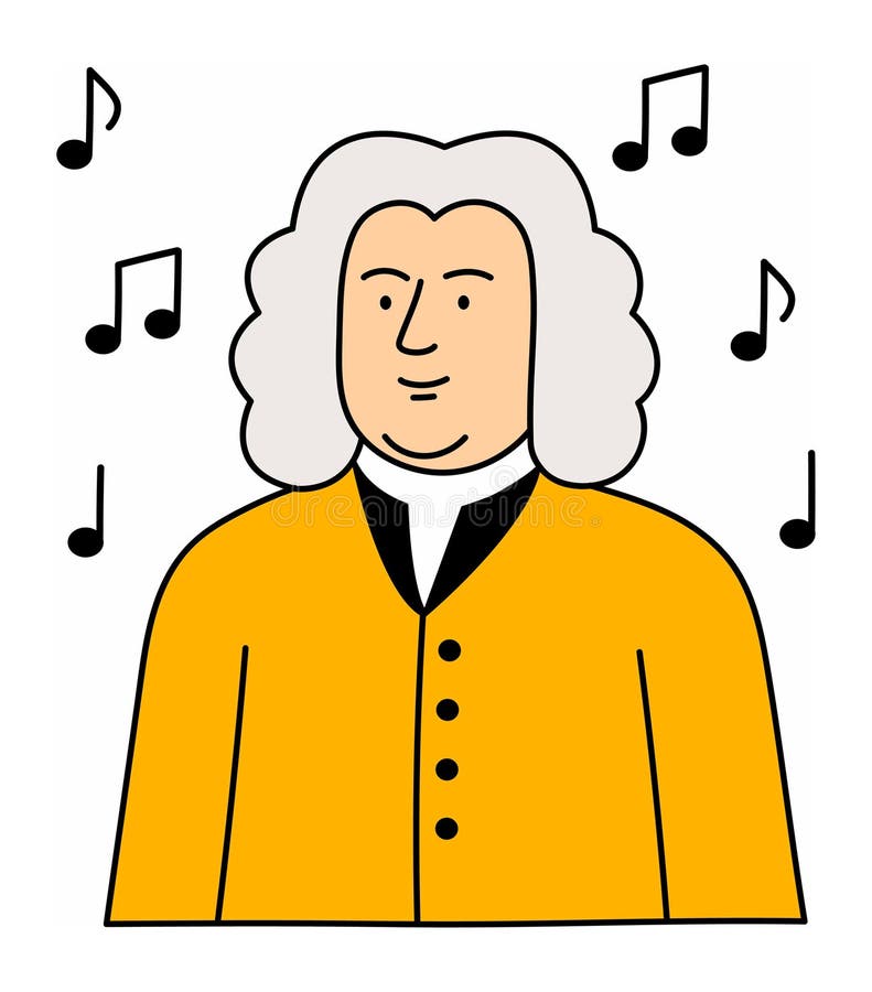 Ritratto compositore di cartone animato. illustrazione vettoriale