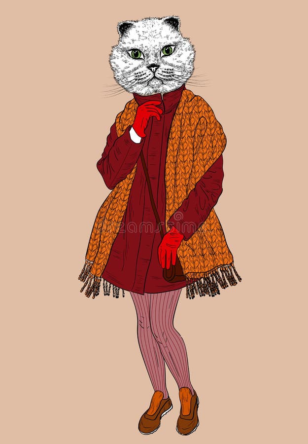 Ritratto del gatto di modo illustrazione vettoriale Ritratto del gatto di modo illustrazione vettoriale