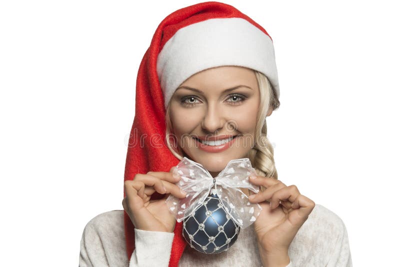 Ritratto del primo piano della ragazza sorridente di natale fotografie stock Ritratto del primo piano della ragazza sorridente di natale fotografie stock