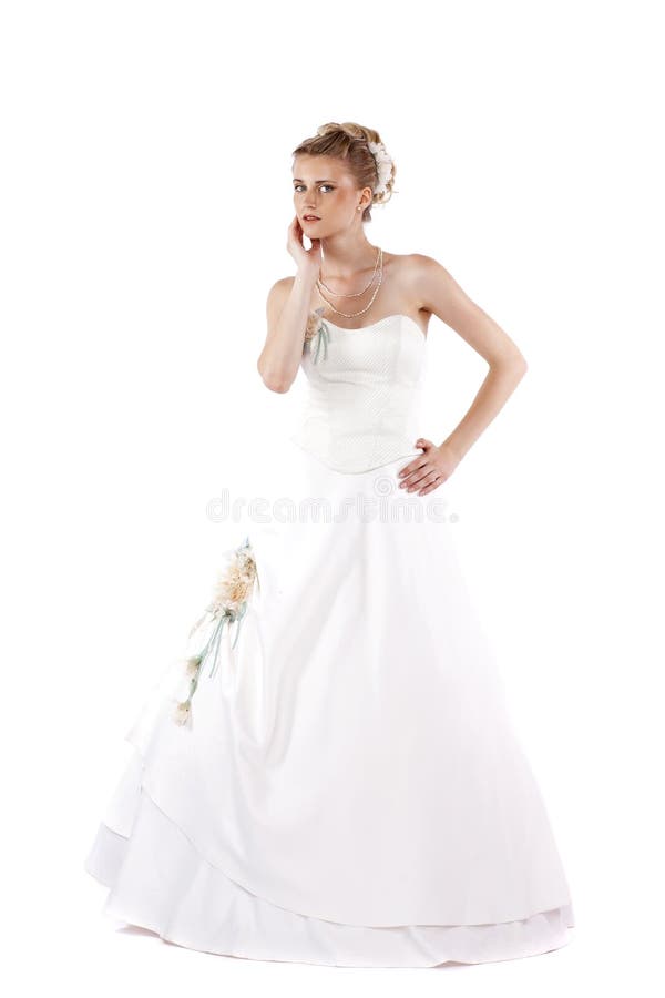 Ritratto del vestito da sposa d'uso dalla sposa splendida immagine stock Ritratto del vestito da sposa d'uso dalla sposa splendida immagine stock