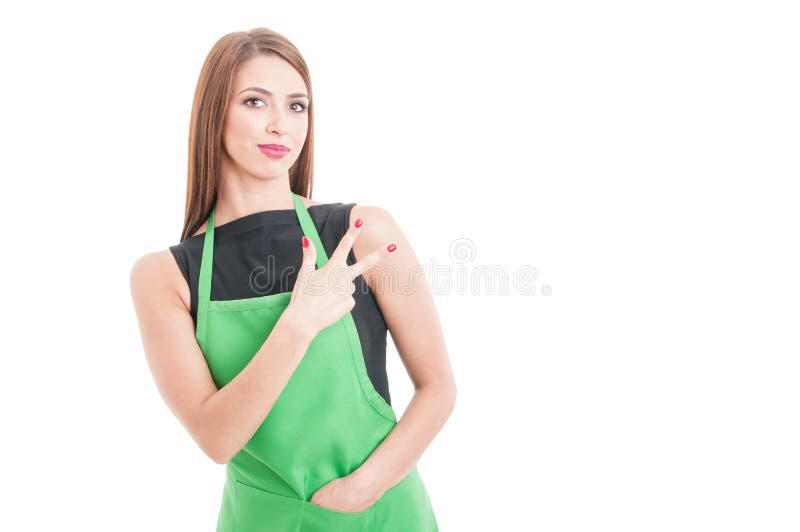 Ritratto dell'impiegato femminile che mostra tre dita fotografie stock Ritratto dell'impiegato femminile che mostra tre dita fotografie stock
