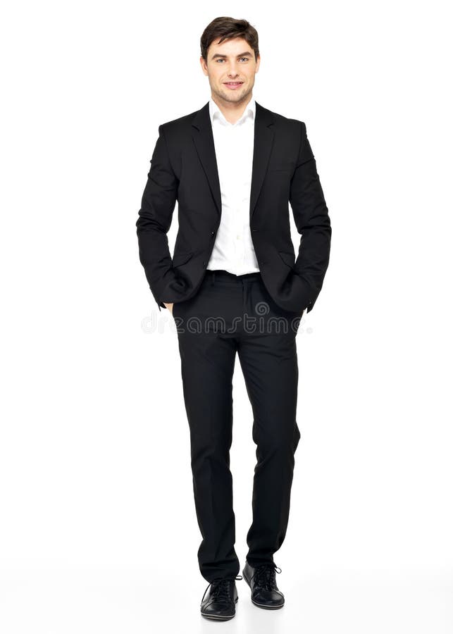Ritratto dell'uomo d'affari sorridente in vestito nero fotografia stock Ritratto dell'uomo d'affari sorridente in vestito nero fotografia stock
