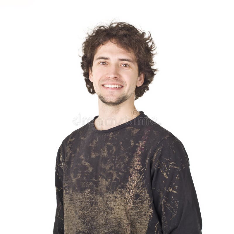 Ritratto dell'uomo sorridente in camicia nera fotografia stock Ritratto dell'uomo sorridente in camicia nera fotografia stock