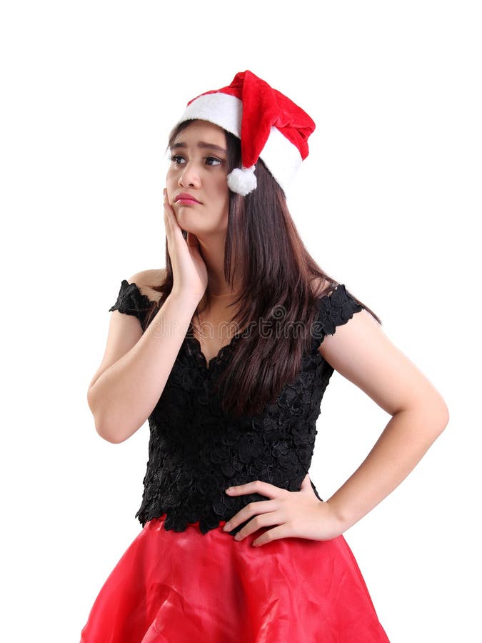 Ritratto della ragazza triste sul Natale fotografia stock libera da diritti Ritratto della ragazza triste sul Natale fotografia stock libera da diritti