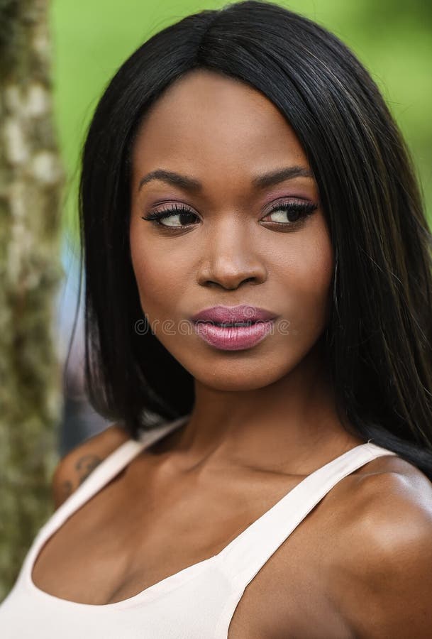 Ritratto di bella giovane donna dell'afroamericano immagini stock libere da diritti Ritratto di bella giovane donna dell'afroamericano immagini stock libere da diritti