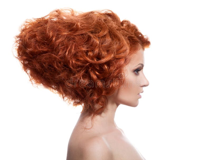 Ritratto di bellezza. Acconciatura di Updo isolata su bianco immagine stock Ritratto di bellezza. Acconciatura di Updo isolata su bianco immagine stock