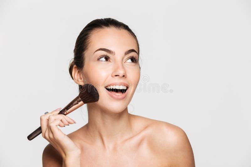 Ritratto di bellezza di bella donna mezzo nuda allegra fotografia stock Ritratto di bellezza di bella donna mezzo nuda allegra fotografia stock