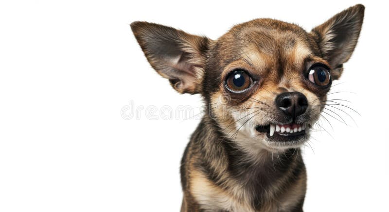 Ritratto di Chihuahua aggressivo : Un piccolo cane che mostra i denti royalty illustrazione gratis