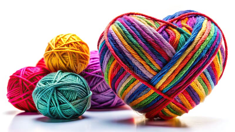 Ritratto di immagini ritratte di Yarn Ball Heart Clipart Fotografia AI - Arte digitale per l'ispirazione del design illustrazione vettoriale