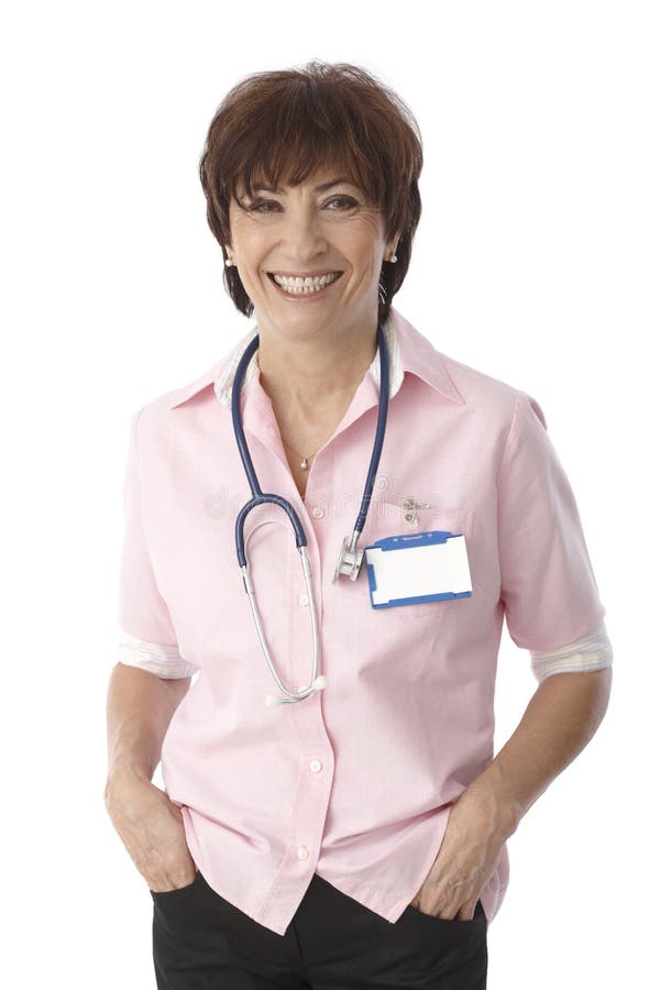 Ritratto di medico femminile maturo felice immagine stock Ritratto di medico femminile maturo felice immagine stock