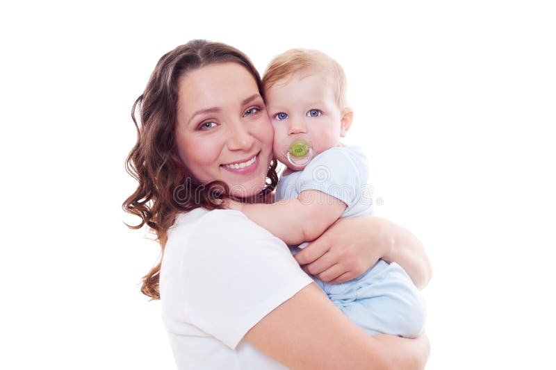 Ritratto di Stdio della madre di smiley con il bambino fotografia stock libera da diritti Ritratto di Stdio della madre di smiley con il bambino fotografia stock libera da diritti