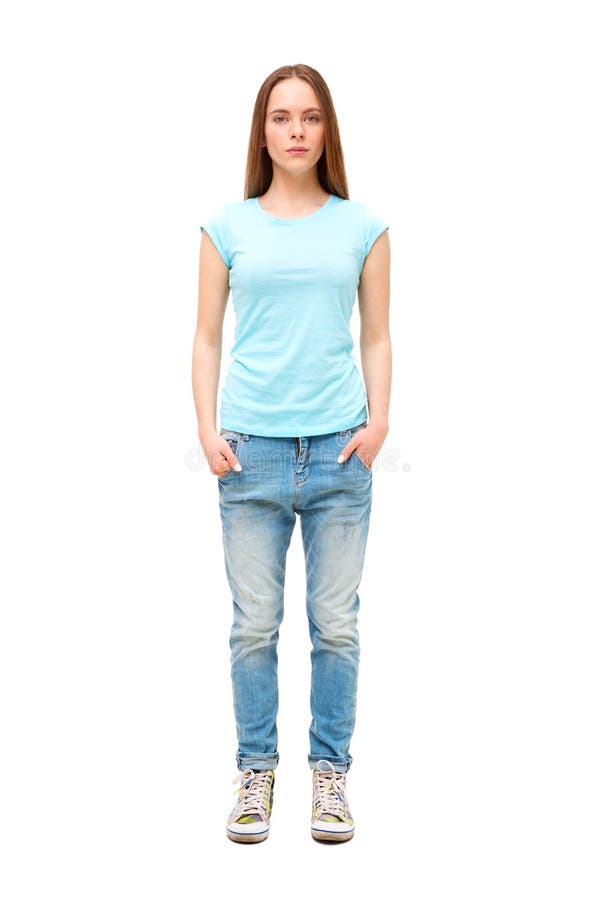 Ritratto integrale della ragazza in abbigliamento casuale isolato fotografia stock libera da diritti Ritratto integrale della ragazza in abbigliamento casuale isolato fotografia stock libera da diritti