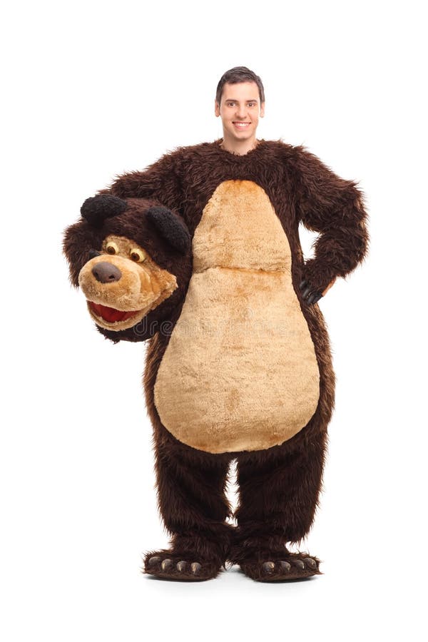 Ritratto integrale di un giovane in costume dell'orso fotografia stock Ritratto integrale di un giovane in costume dell'orso fotografia stock