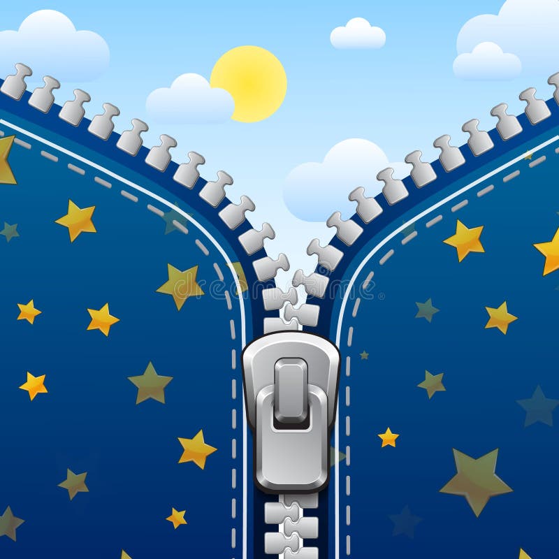 Achtergrond met rits-effect. De nacht wordt dag royalty-vrije illustratie