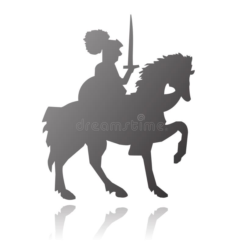 Ritter auf Pferdenvektorschattenbild lizenzfreie abbildung Ritter auf Pferdenvektorschattenbild lizenzfreie abbildung