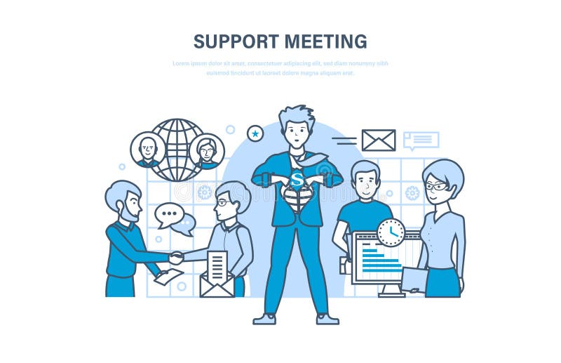 Riunione di sostegno Comunicazioni, associazione, lavoro di squadra, impiegati di concetto di collaborazione, cooperazione illustrazione di stock Riunione di sostegno Comunicazioni, associazione, lavoro di squadra, impiegati di concetto di collaborazione, cooperazione illustrazione di stock