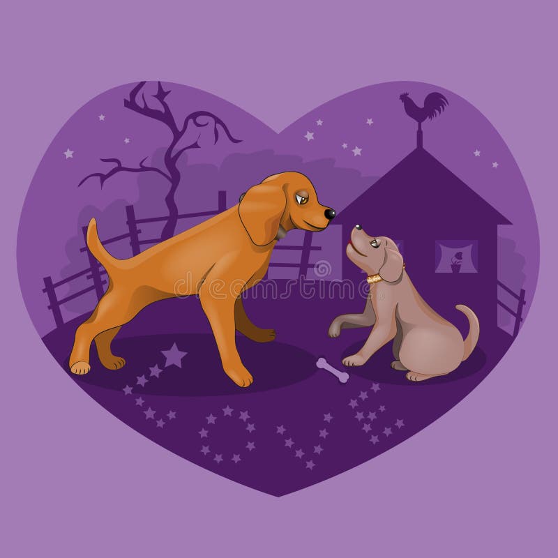 Riunione segreta dei cani nell'amore illustrazione vettoriale Riunione segreta dei cani nell'amore illustrazione vettoriale