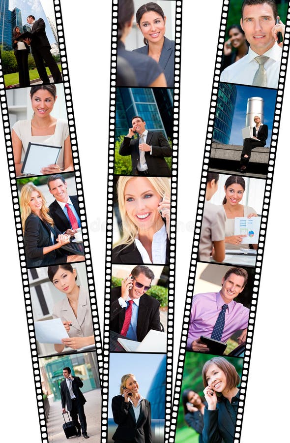 Riusciti uomini & donne di affari della città della striscia di pellicola fotografie stock libere da diritti Riusciti uomini & donne di affari della città della striscia di pellicola fotografie stock libere da diritti