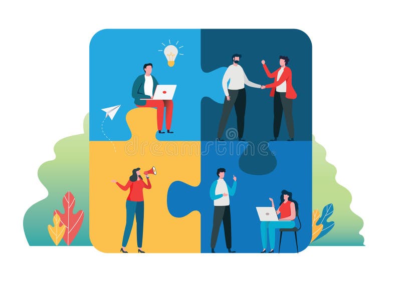 Riuscito insieme concetto di lavoro di squadra contenuto commercializzante Gente di affari che tiene il grande pezzo del puzzle F royalty illustrazione gratis Riuscito insieme concetto di lavoro di squadra contenuto commercializzante Gente di affari che tiene il grande pezzo del puzzle F royalty illustrazione gratis