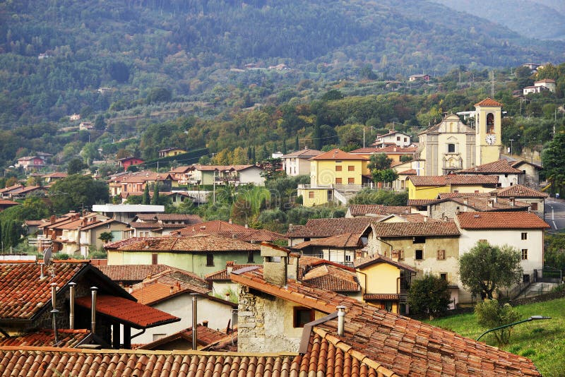 Riva Di Solto Town Seen from Zorzino Village Stock Image - Image of ...