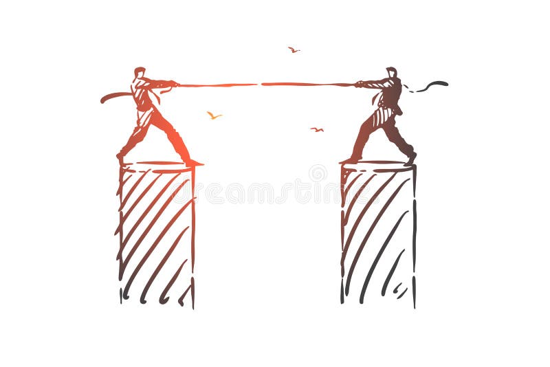 Rivalry, opposition, struggle concept sketch. Hand drawn isolated vector