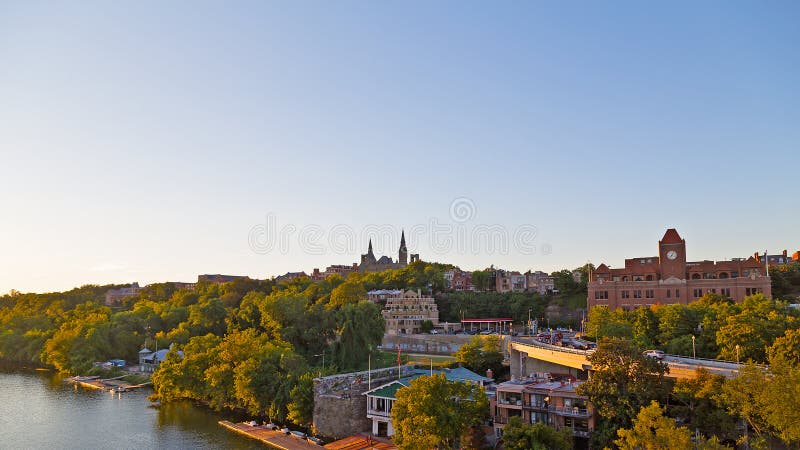 Georgetown University stands on the high bank of Potomac river. Georgetown University stands on the high bank of Potomac river.