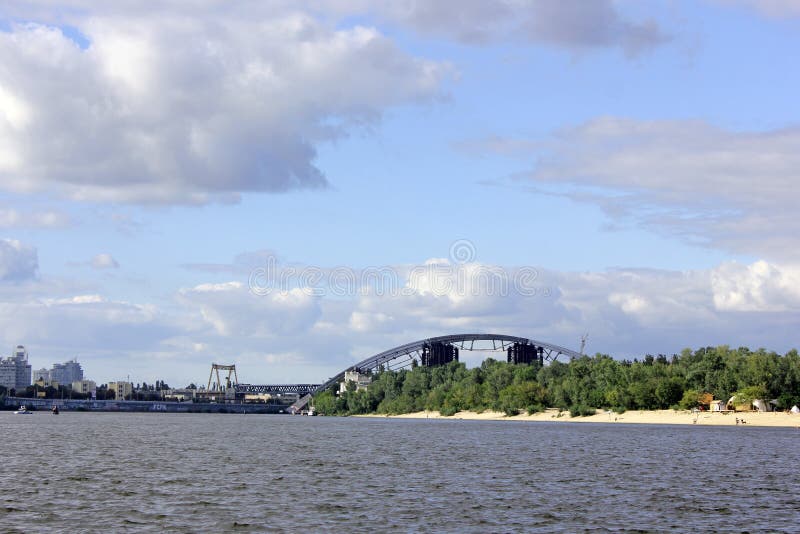 River against the sky in the city stock photo River against the sky in the city stock photo