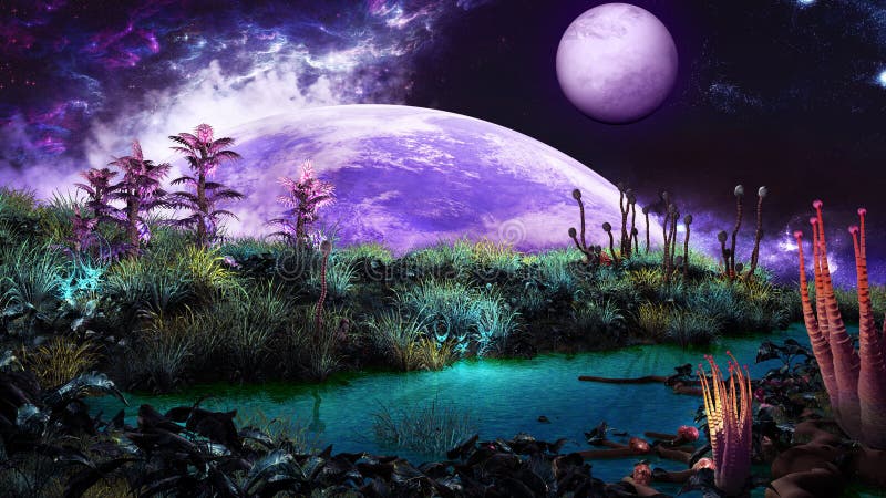 River on another planet stock illustration
