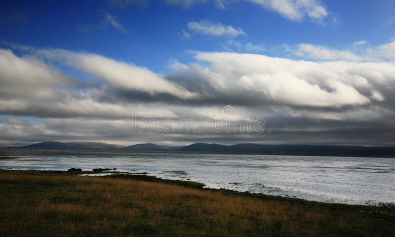 River and clouds sky