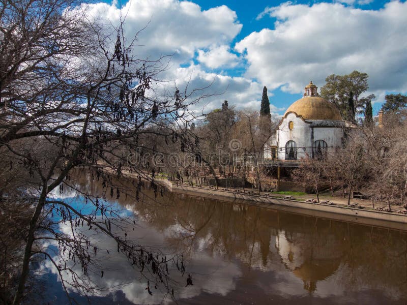 Reflection of the Town Hall on the River Lujan Stock Image Image of