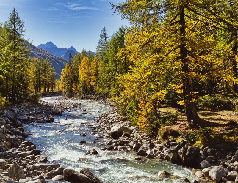 The River Run In The Valley Autumn Ladscape Stock Photo Image Of