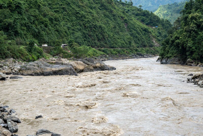 River in Flood Stage stock photo. Image of asia, rainy 233243802