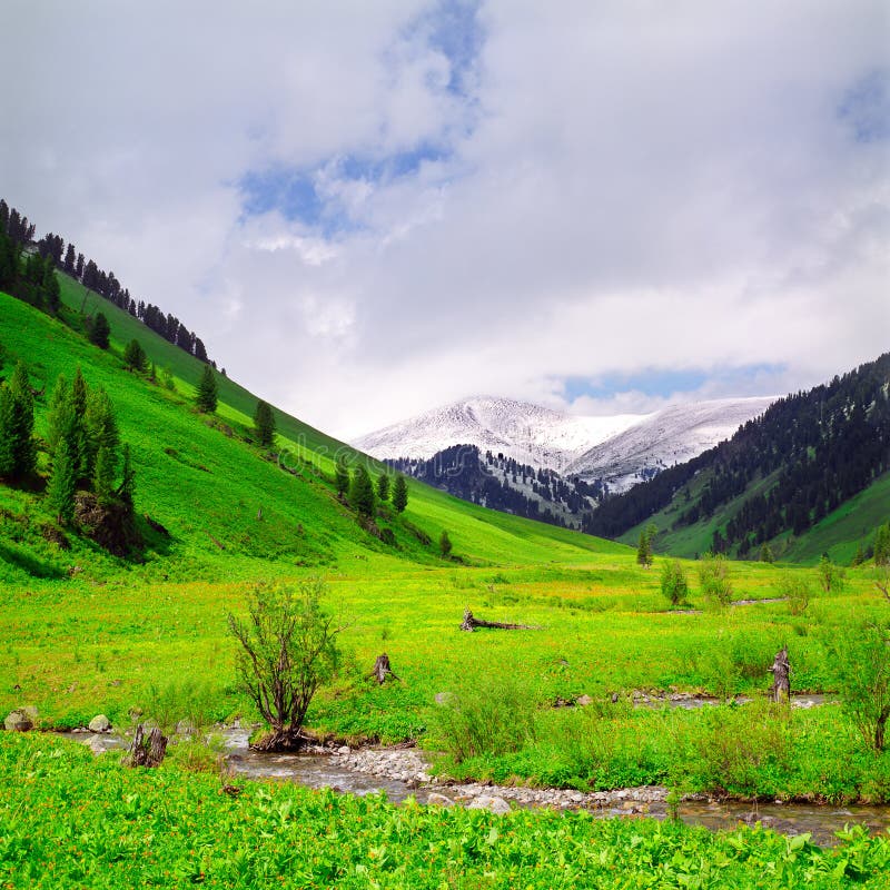 River flow in high mountains