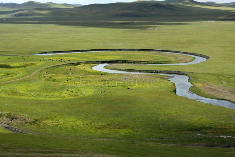 River on the grassland stock image. Image of curve, wild 27175673