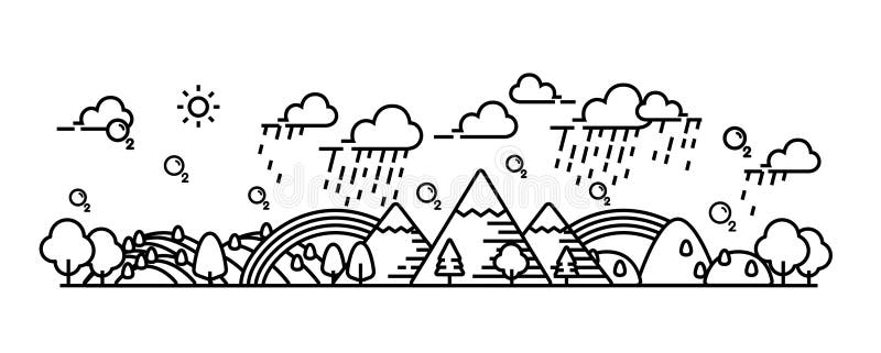 Landscape view rain fall weather stock illustration Landscape view rain fall weather stock illustration