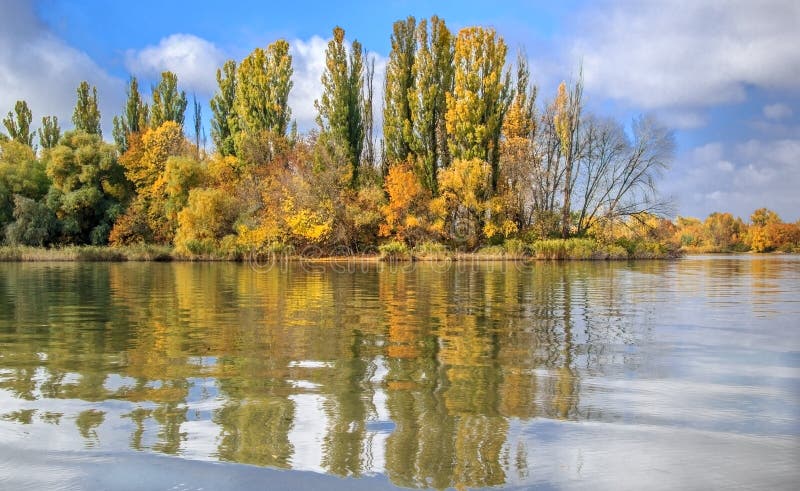 River landscape in autumn day