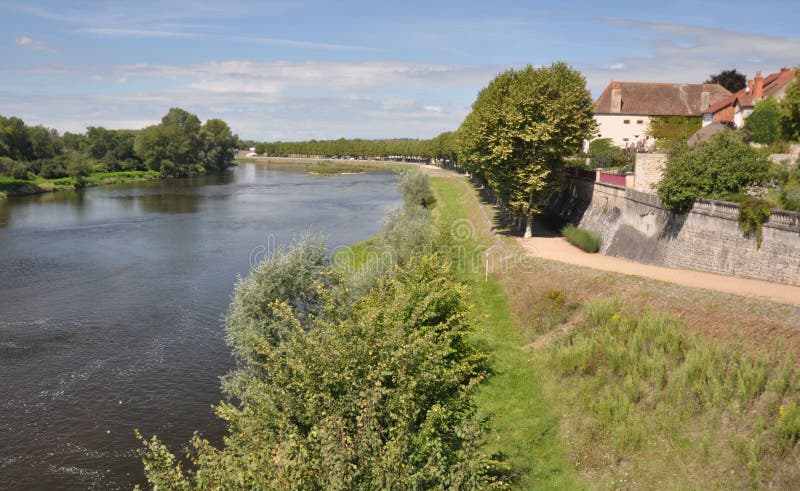 River Loire, seen from Voies Verte cycle route at Digoin in Burg