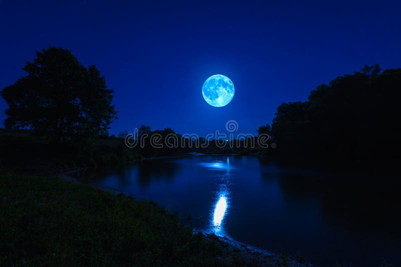 River at night with fog