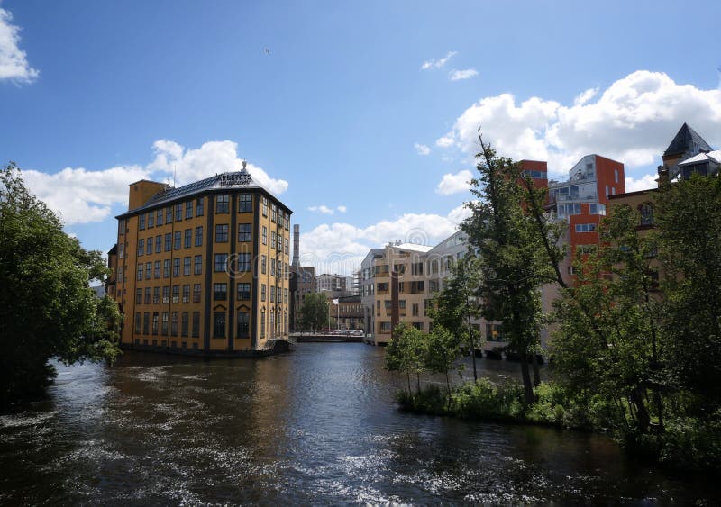 River in old industry part of Norrköping