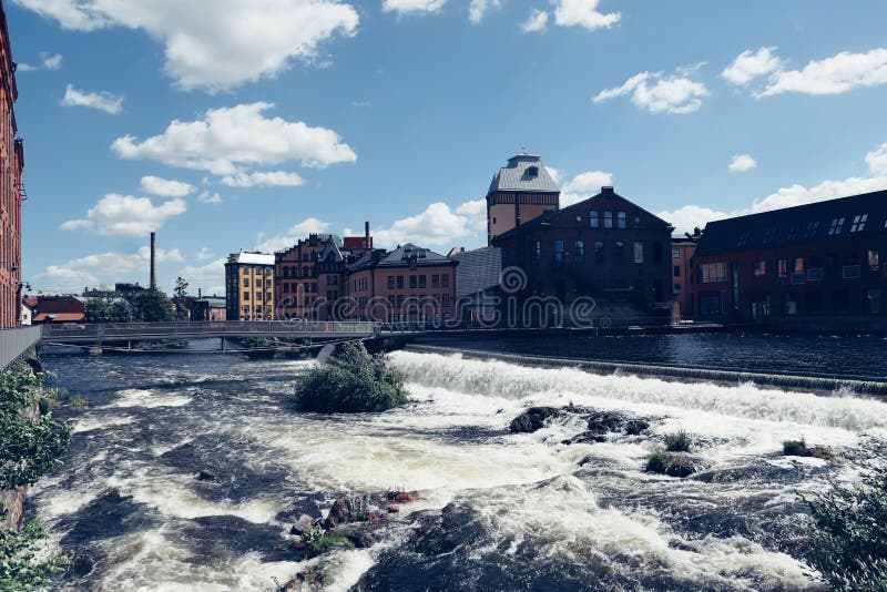 River in old industry part of Norrköping