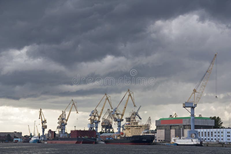 The river port in bad weather