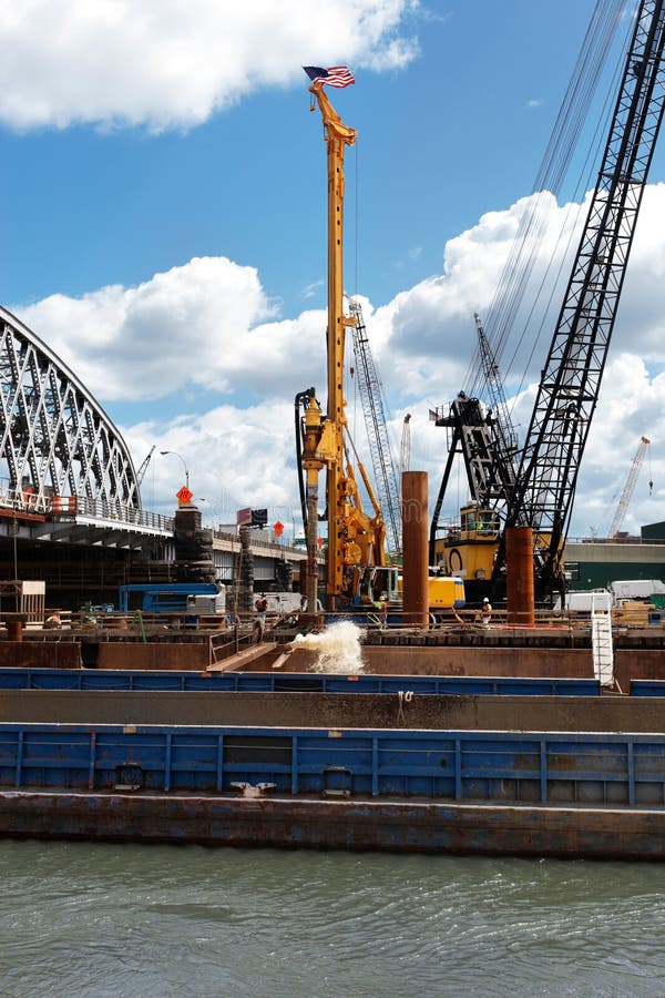 River s edge construction stock image. Image of transportation 21118925