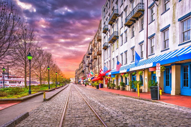 Download River Street, Savannah, Georgia, USA Stock Image - Image of buildings, landscape: 117732721