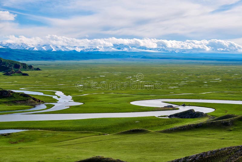 The river in summer Bayanbulak grassland