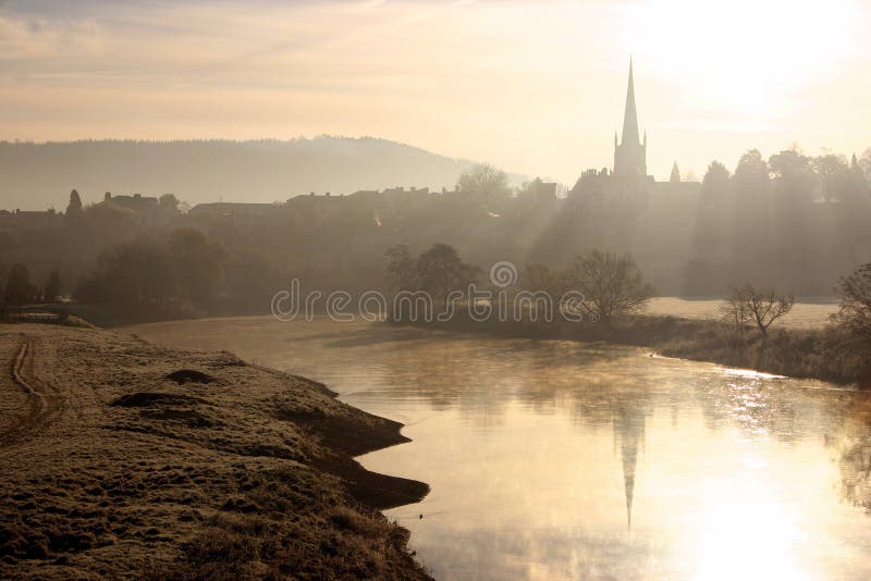 River sunrise. Dawn over the River Wye looking onto Ross UK River sunrise. Dawn over the River Wye looking onto Ross UK