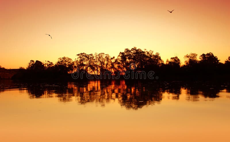 River Sunset Ripples