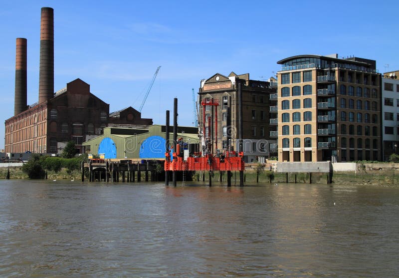 River Thames bankside stock photo. Image of england, building 14850424