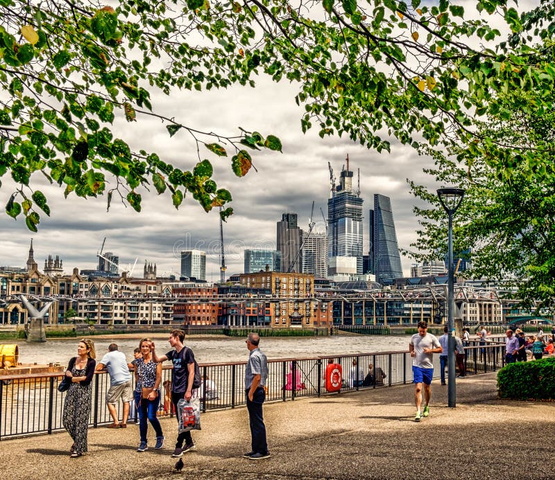 River Thames South Side editorial photography. Image of pedestrian ...